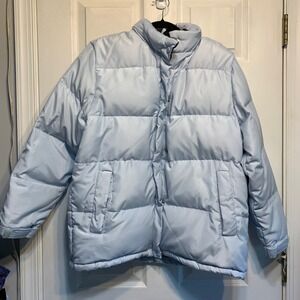 Gap Puffer Jacket Medium Light Blue Down Vintage Quilted Coat Retro Gorpcore